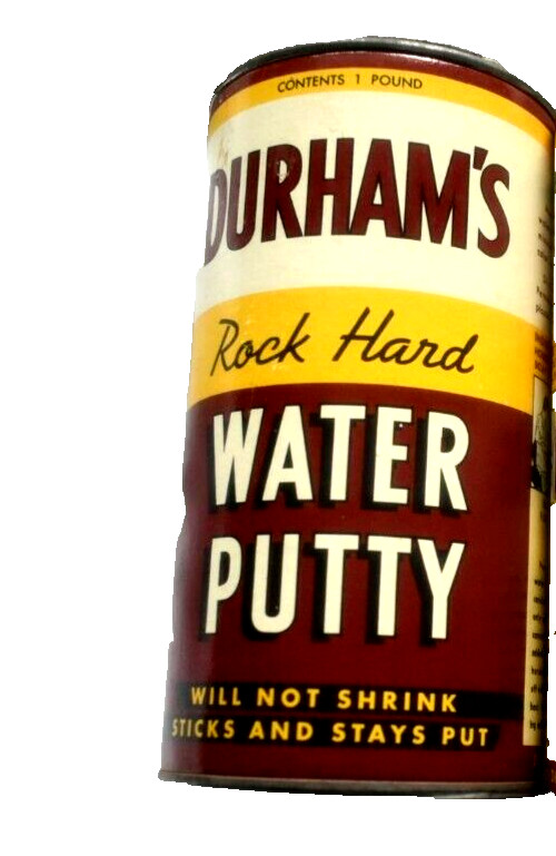 Vintage DURHAM'S Cardboard WATER PUTTY Container metal Lid Before barcode