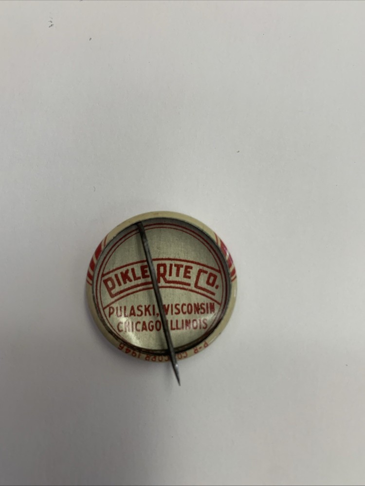 Vintage Mr Pikle Rite Pinback Button Pickle Advertising Pin