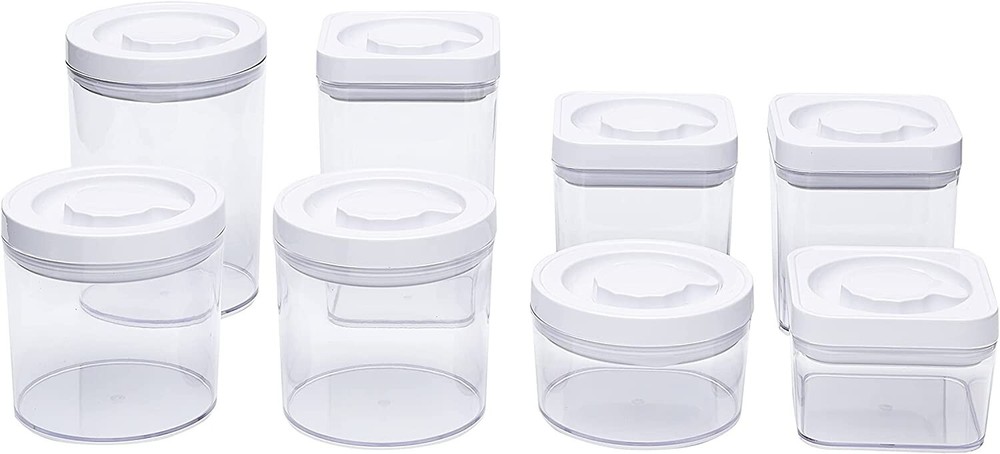 Amazon Basics 8-Piece Multi-Pack Round & Square Airtight Food Storage Containers