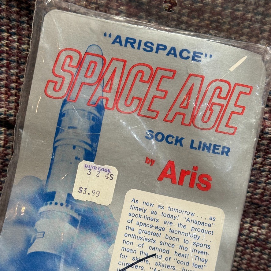 NOS Aris ARISPACE Space Age Sock Liners NASA Apollo Tech Vintage Packaging