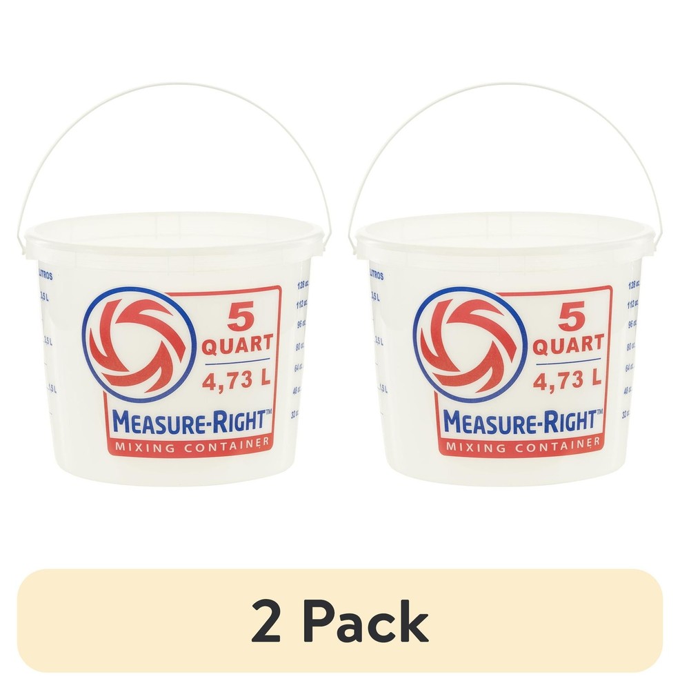 (2 pack) 5 Quart Round Measure Right Plastic Mixing Bucket, Translucent, 1 Each