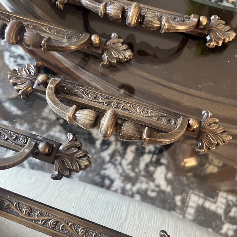 Vintage Brass Pull Drop Handle Canada 5” On Center Set Of 6