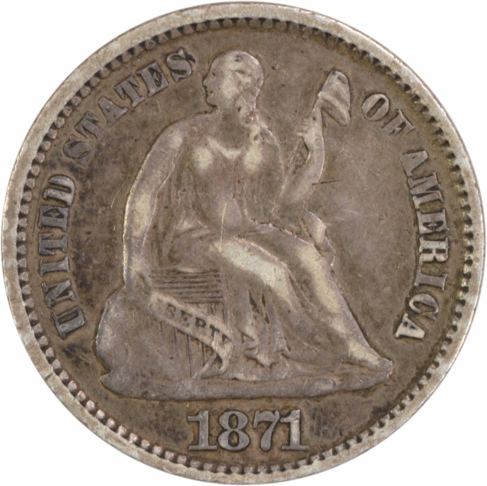 1871 Liberty Seated Silver Half Dime EF Uncertified #309