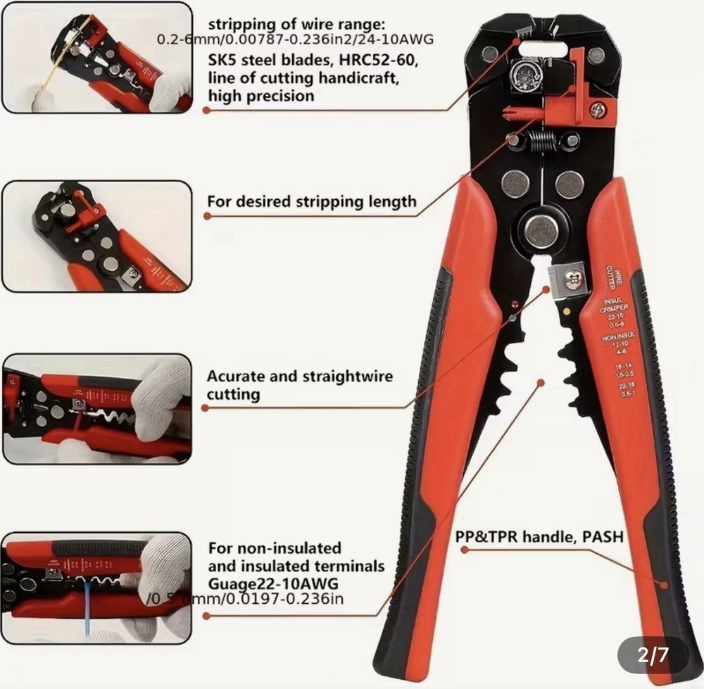 Self-Adjusting - All N One - Insulation Wire Stripper - Crimper & Wire Cutters.