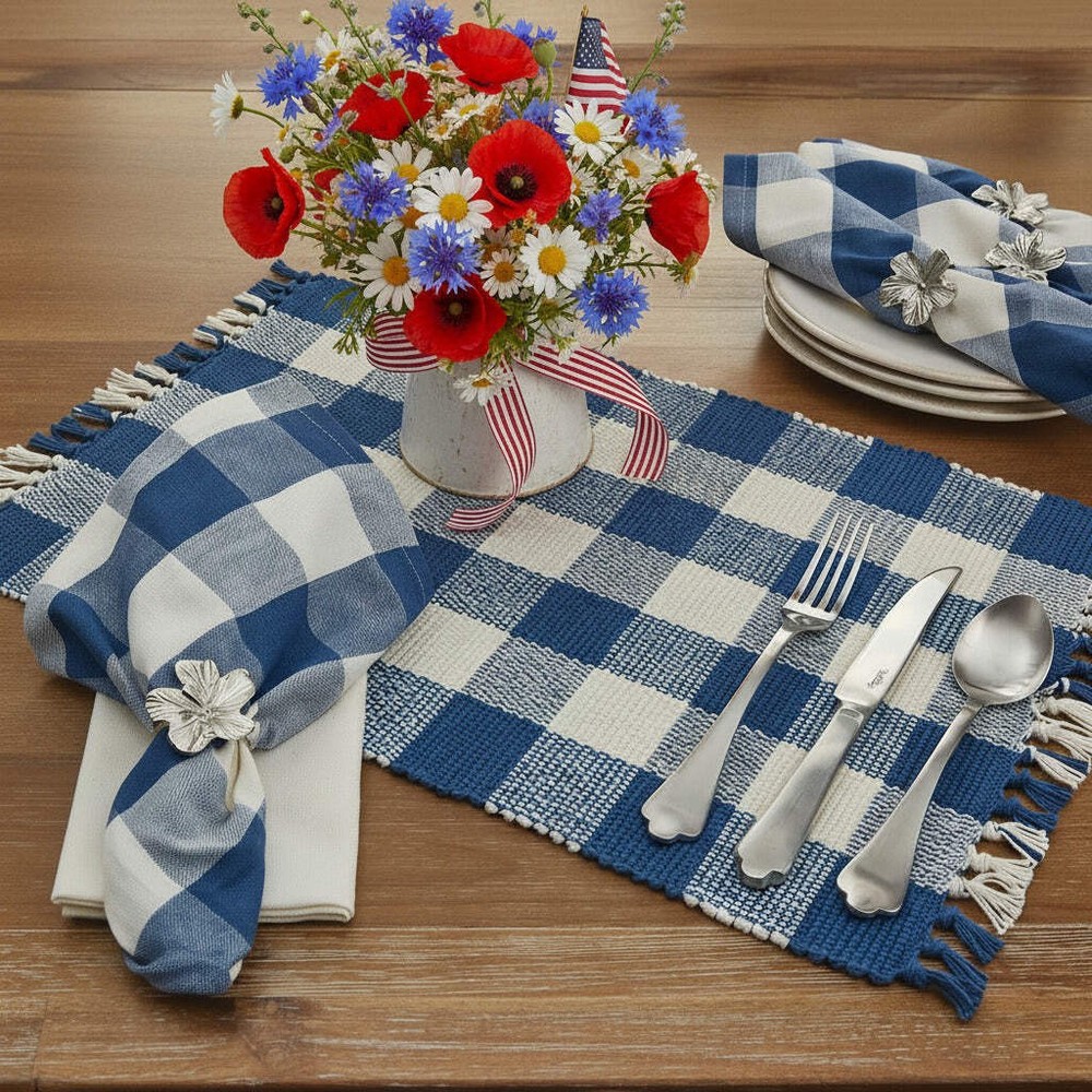 Buffalo Blue Check Yarn Placemats