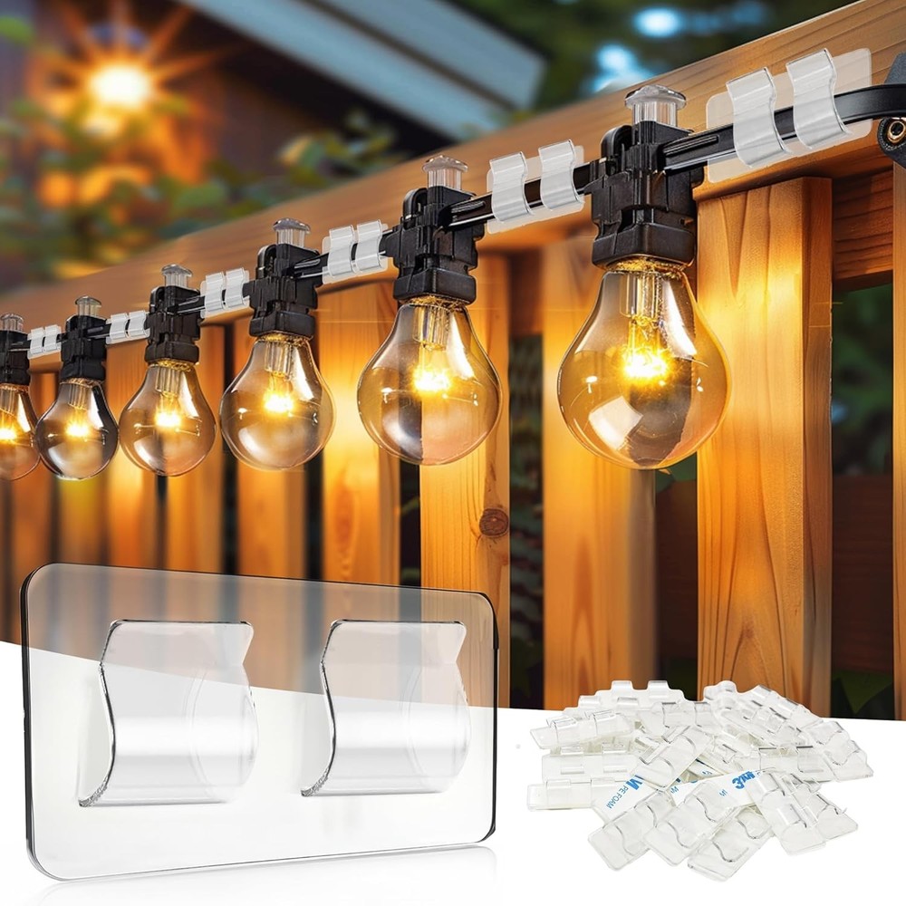 TW SHINE Hooks for Outdoor String Lights Clips, 30 Pack Heavy 30 Pack, Clear