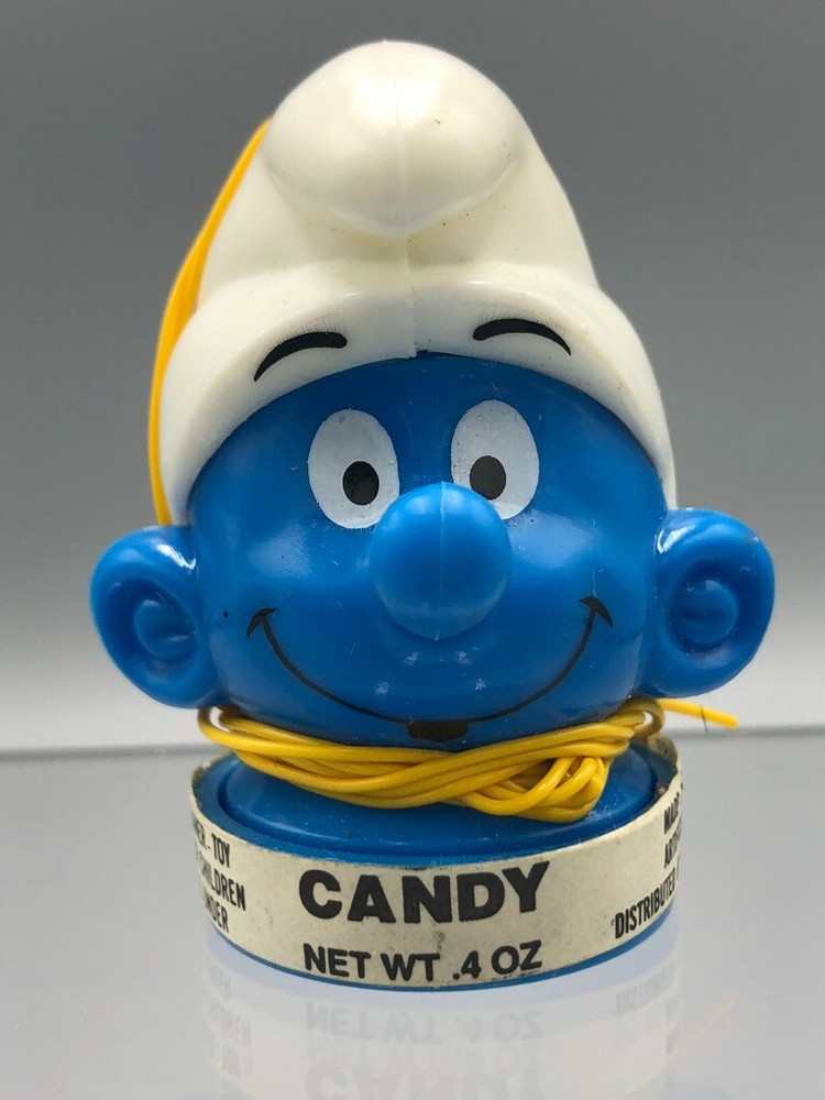 1982 Full SMURF Head Topper CANDY CONTAINER Vintage TOPPS Chewing GUM