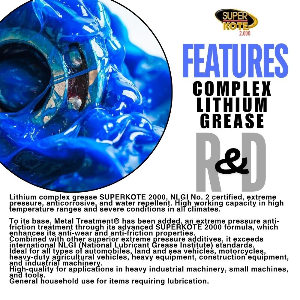 Lubricant Grease Superkote 2000/ Lithium Complex /EP/ Multipurpose / Blue / 1lb