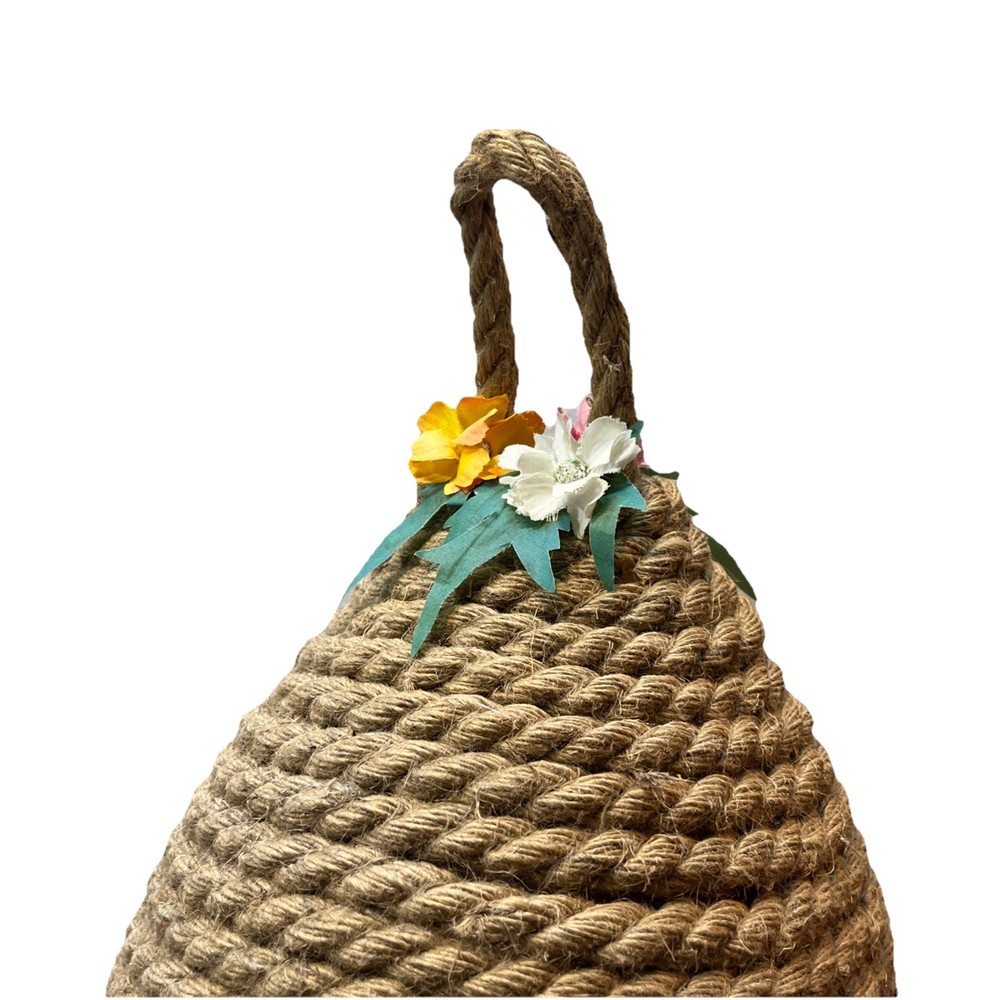 Large Primitive Rope Beehive Skep Farmhouse Decor 18” Rustic 18x10