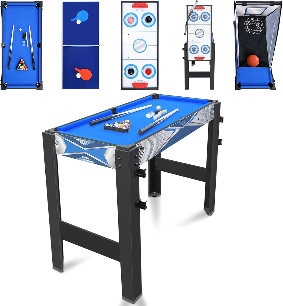 5-In-1 Multi Game Combination Table Set Table Tennis Table, Pool Table, Archery,