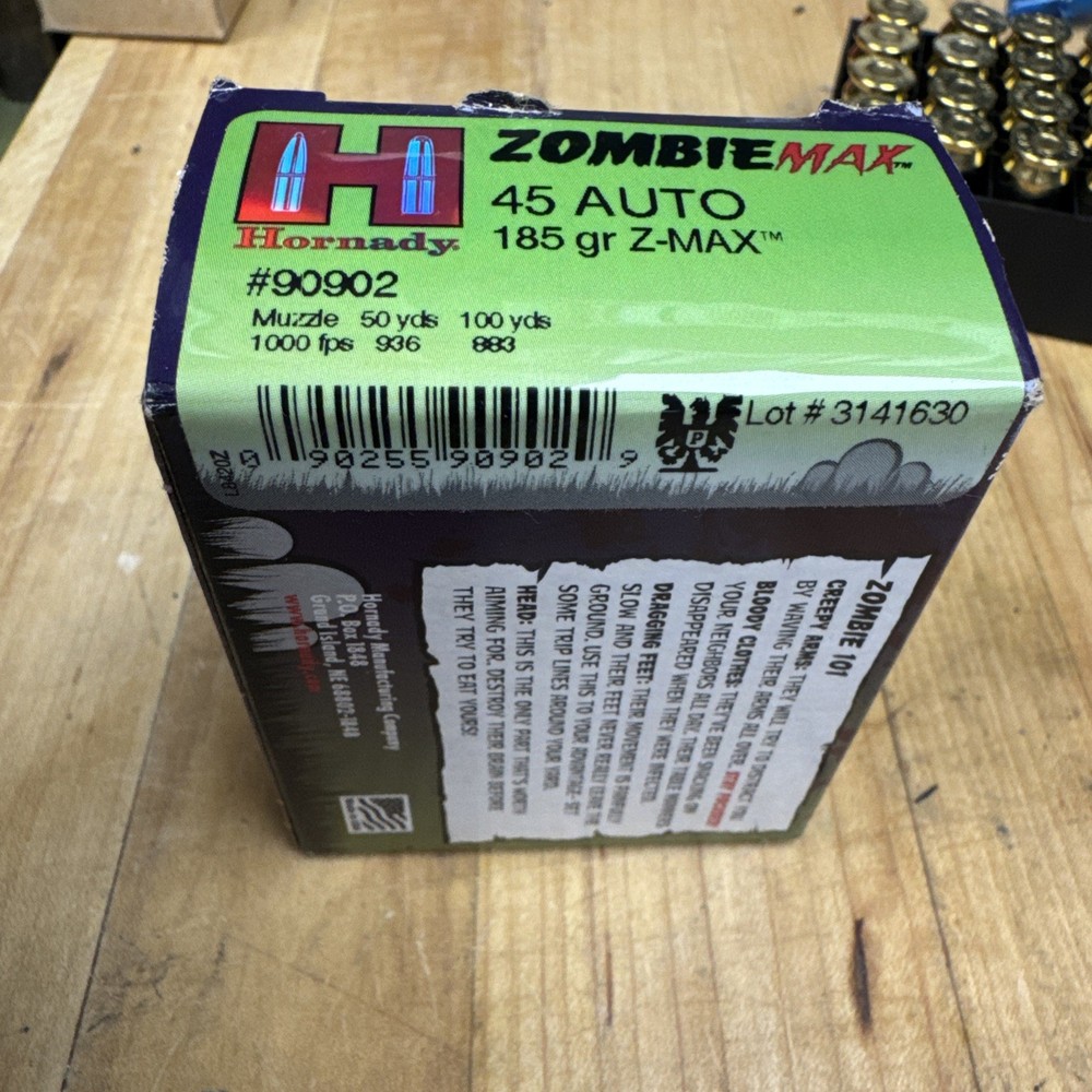 Hornady EMPTY Box Zombie 45 ACP Z-Max 185 Grain box