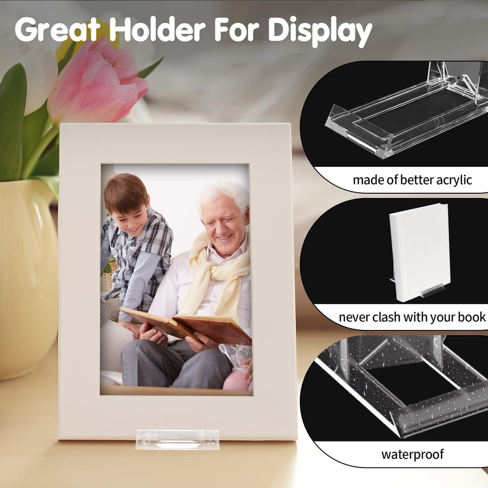 10 Pack Acrylic Book Stand for Display - Adjustable Clear Holder Transparent