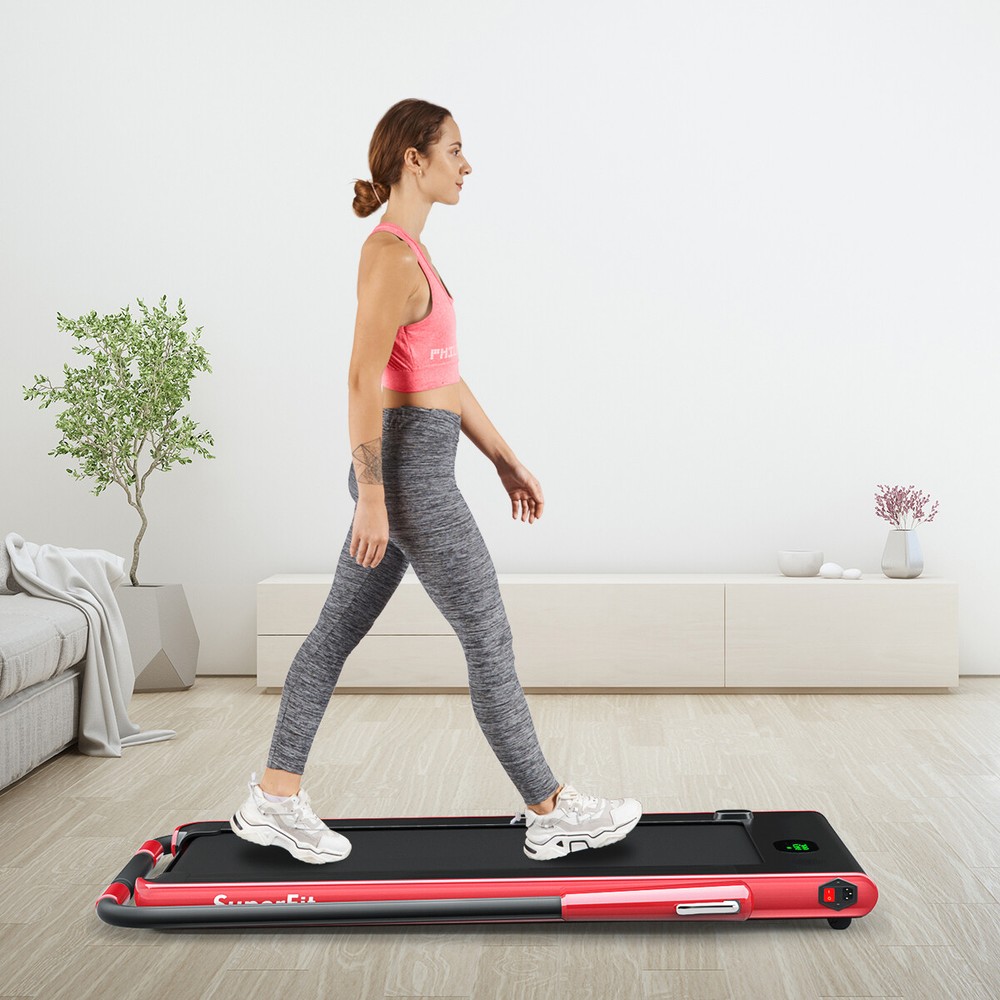 SuperFit 2.25HP 2 in 1 Folding Treadmill W/APP Control Speaker Remote Red