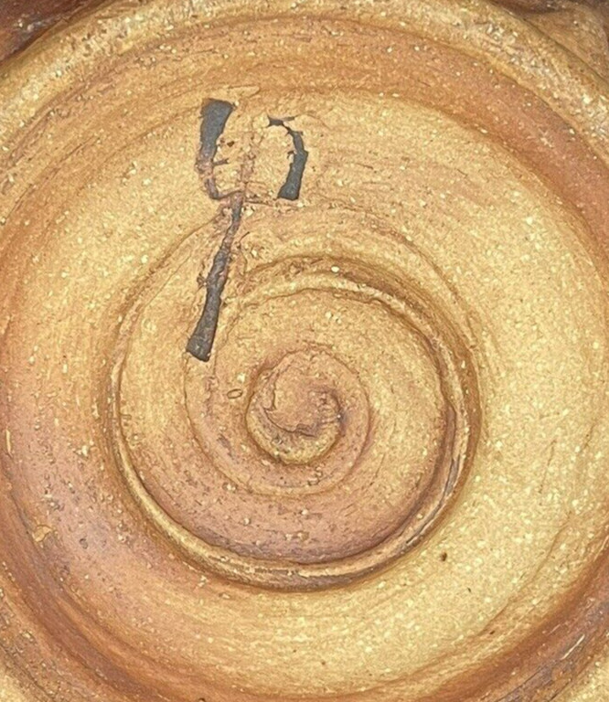 Studio Art Pottery Red Clay Drip Glaze Abstract Design Planter