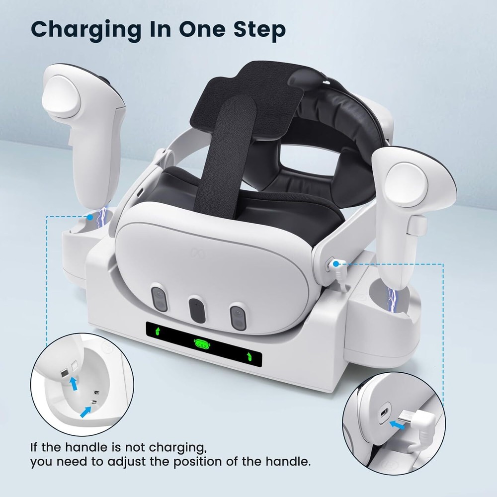 Charging Dock for Quest 3 Controller and Headset with 2 Rechargeable Batteries