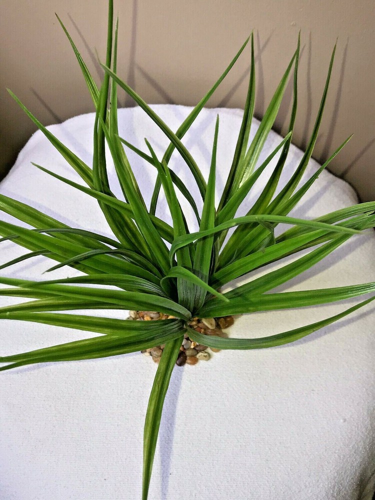 10-11" Large LIGHT Green Vanilla SWORD Grass plastic plant, stone base