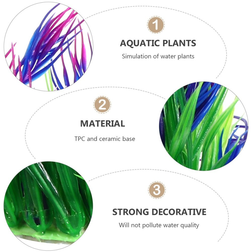 2 Pcs Plastic Aquarium Plants Fish Decorations for Tank Grass Artificial