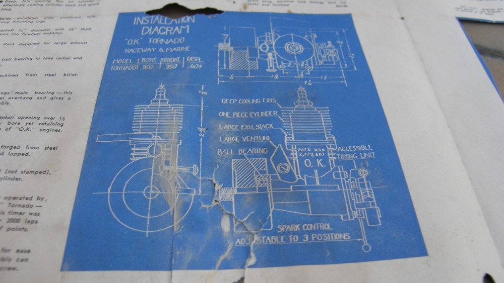 OK 60 TORONADO RACEWAY TETHER CAR / MARINE Spark Ignition Model Engine