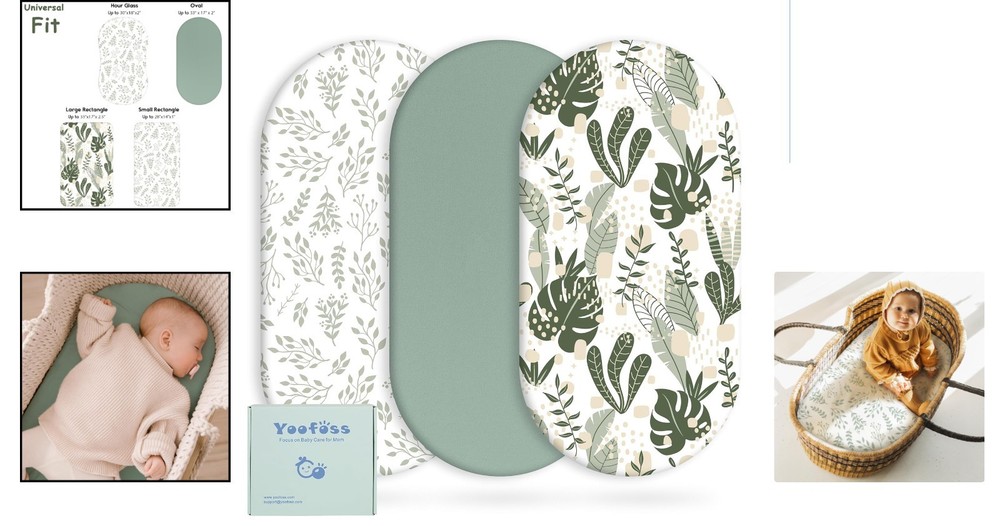 Machine Washable Bassinet Sheets - 3-Pack Fitted Sheets for Ultimate Comfort
