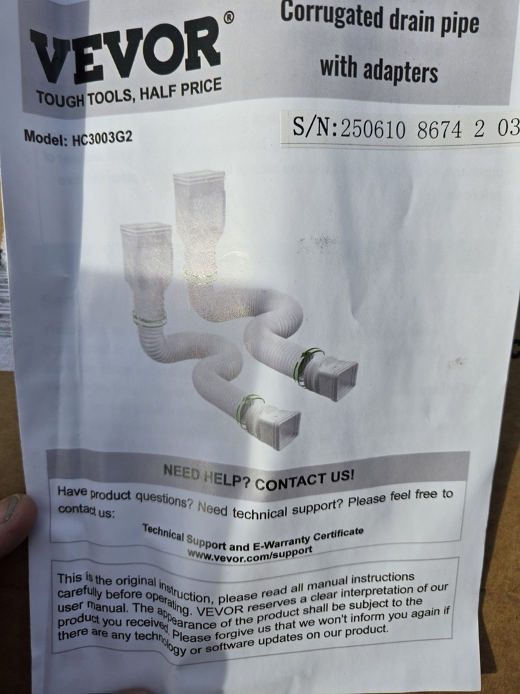 Vevor Corrugated Drain Pipe With Adapters