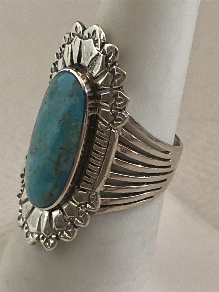 Beautiful Native American Style Sterling Silver Turquoise Ring Size 6