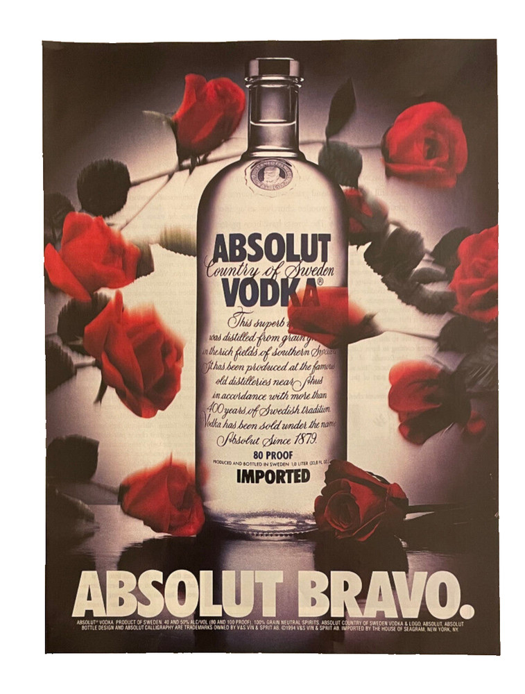 Absolut Vodka Print Ad Absolut Bravo 8 x 11