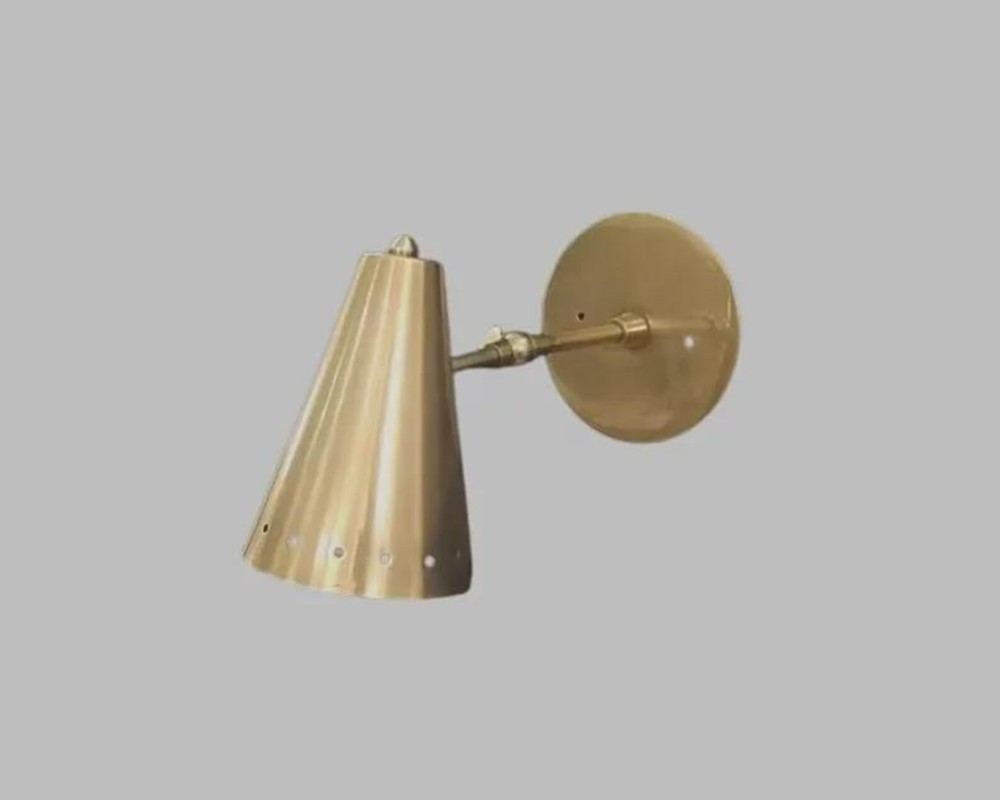 Mid Century Modern Cone Shade Adjustable Arm Handmade Wall Lamp