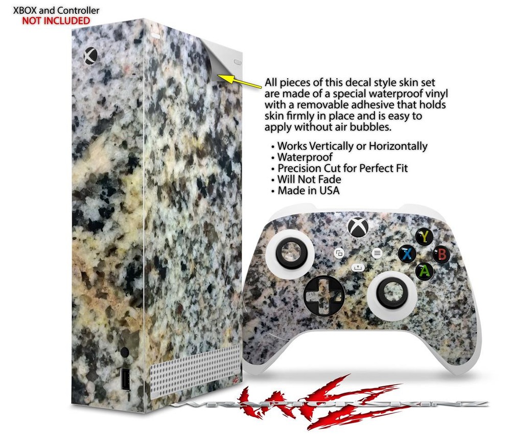 Skin Wrap for XBOX Series S Console Controller Marble Granite 01 Speckled