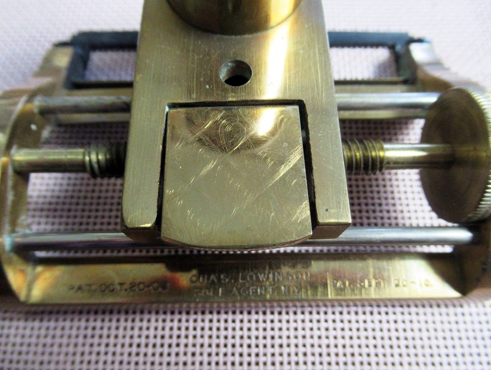 c1910 YERGASON'S IMPROVED COUNTING GLASS textile merchant's brass microscope