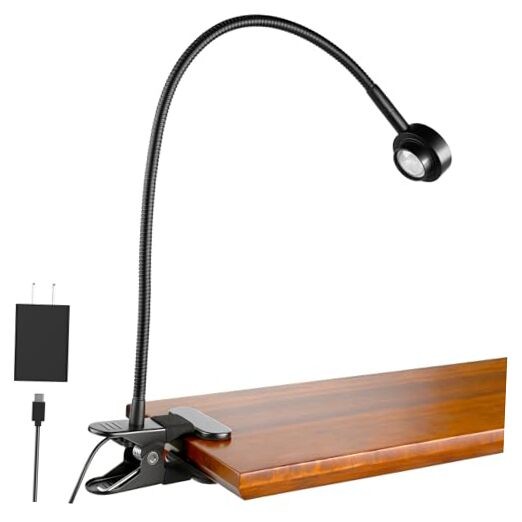 Flexible Reading Light,Book Light,Desk Lamp,3 Color Dimmable LED Clip On Base