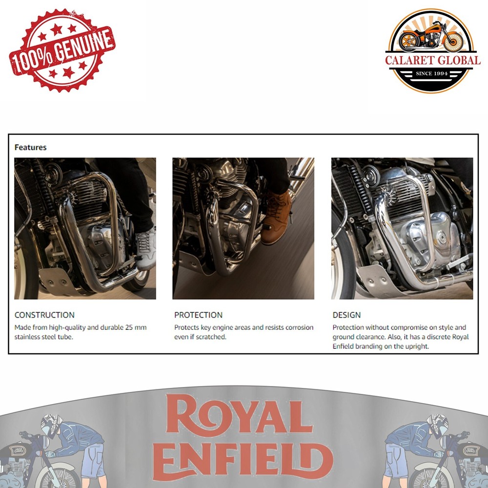 SILVER ENGINE GUARDS FOR ROYAL ENFIELD CONTINENTAL GT 650 INTERCEPTOR 650