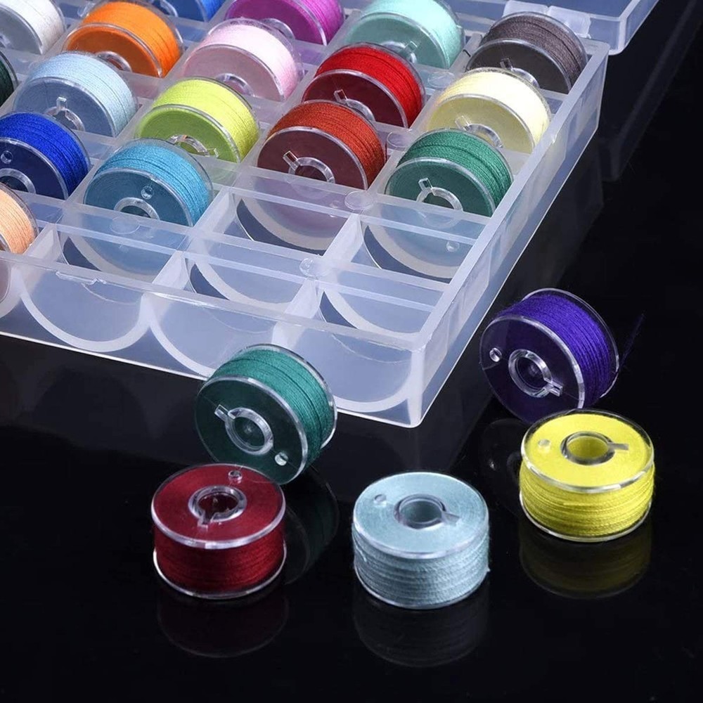 Sewing Machine Bobbin Organizer Box Clear Plastic Case 25 Slot Storage