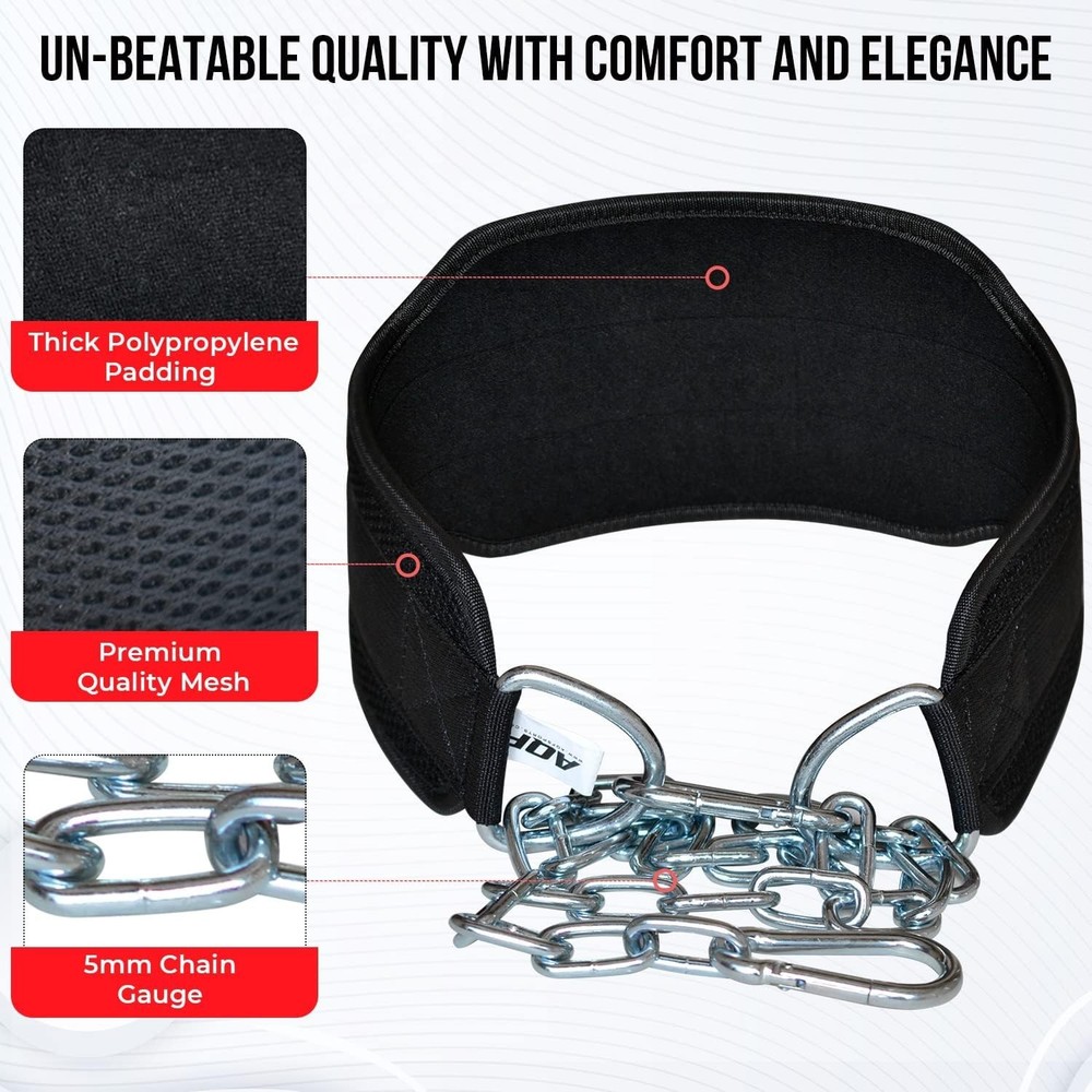 Ultimate Black Weightlifting Dip Belt for Pull-Ups and Squats - Durable & Safe