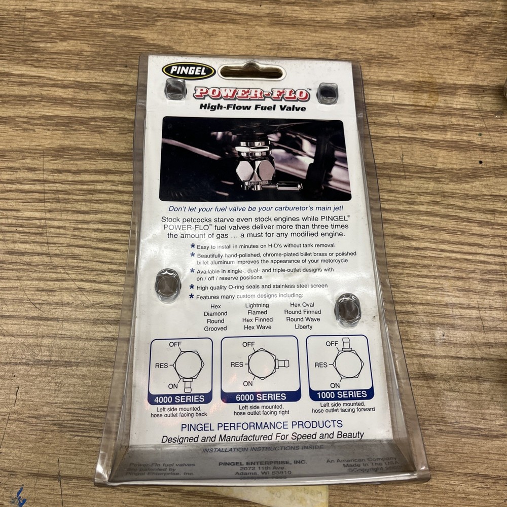 Pingel Power Flow Petcock U-Type with -6AN Threaded Fitting fits Harley Davidson