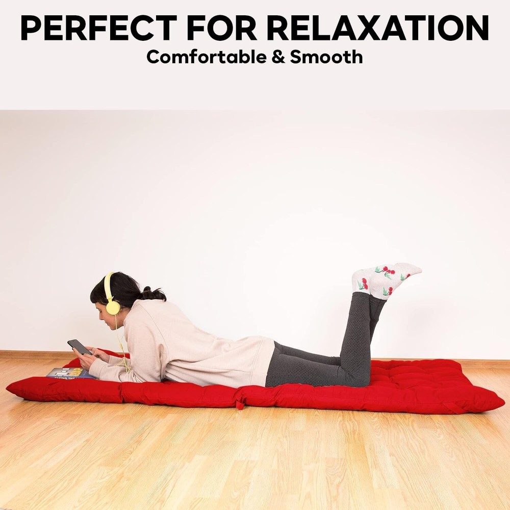 Folding Cot Pad Sleeping Mat Thick Soft Comfrtable Mattress Pad Red Sleeping Mat