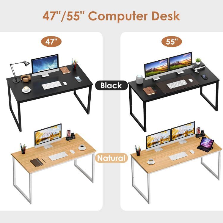 47" 55" L Computer Espresso Style Writing Desk Study Office Desk Corner Table