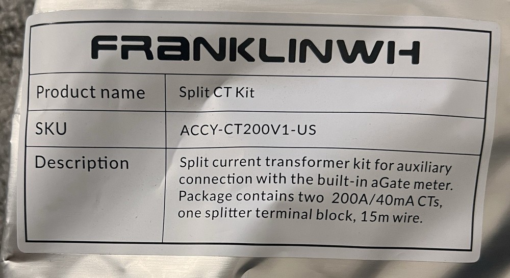 Franklin WH Split CT Kit Split Current Transformer Kit ￼ACCY-CT200V1-US