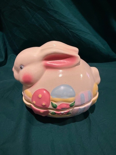 Vtg Hermitage Pottery Fine Ceramic Rabbit Egg Candy Dish NIB