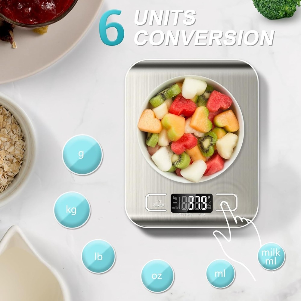 Food Scale, 11lb Kitchen Scale with 6 Units Tare Function & LCD Display, 0.05oz
