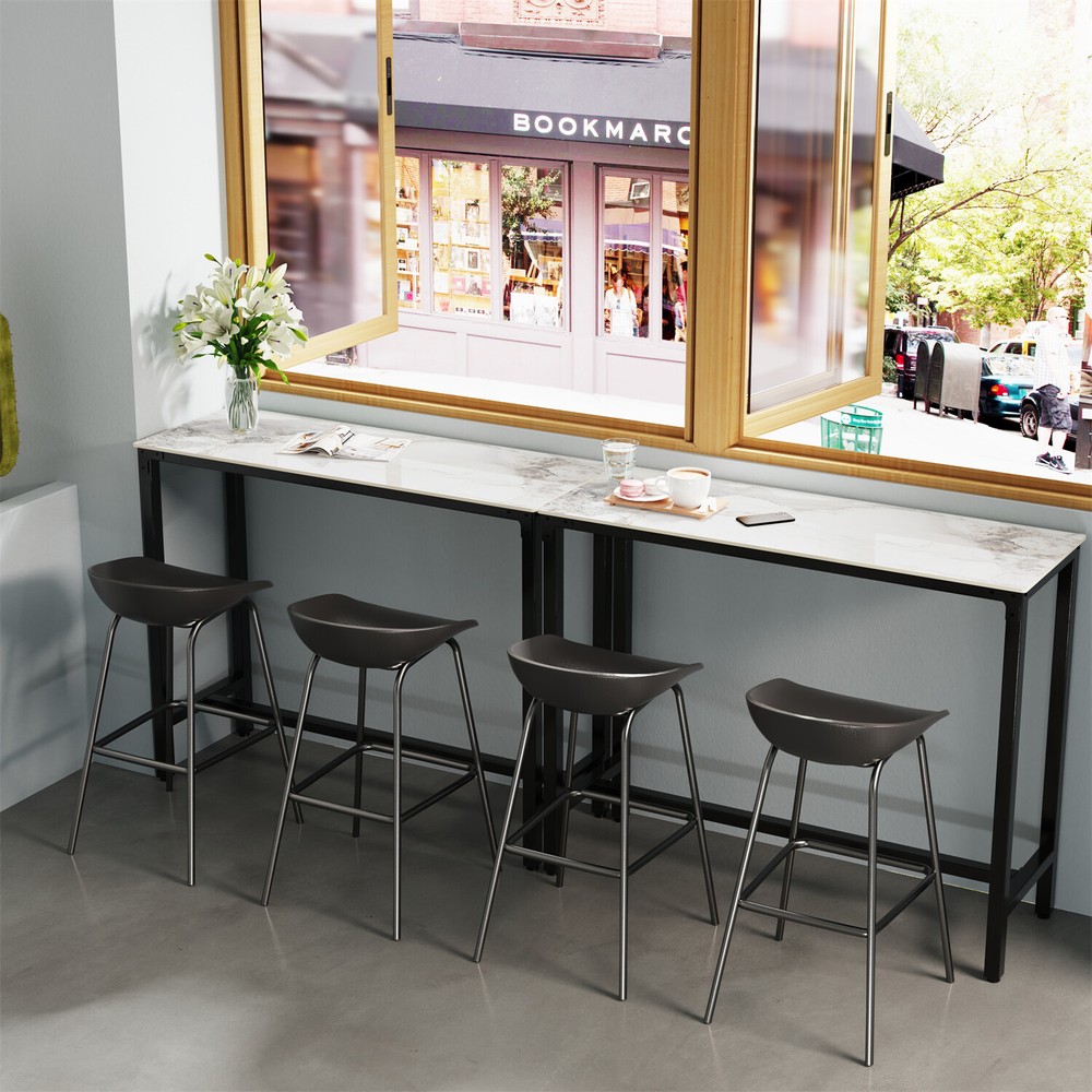Tall Breakfast Bar Table Rectangle Pub Table Marble Top for Dining Room Coffee