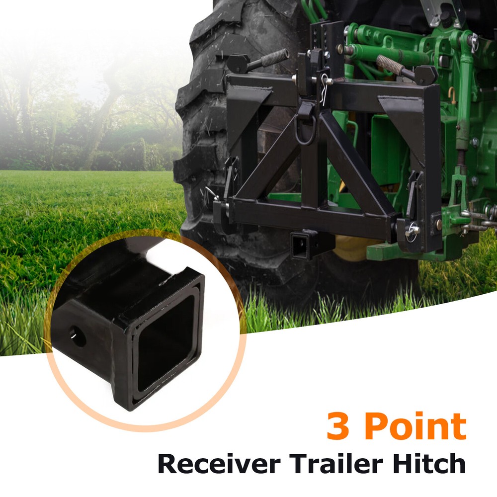 3 Point Hitch Drawbar Receiver Adapter Tractor Receiver Hitch 2" for Category 1