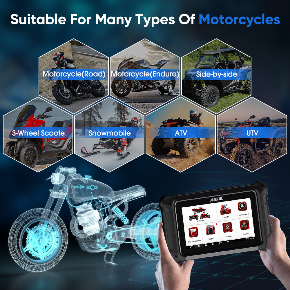 ANCEL MT700 Multi-brands Motorcycle Diagnostic Tool OBD2 Scanner All Systems