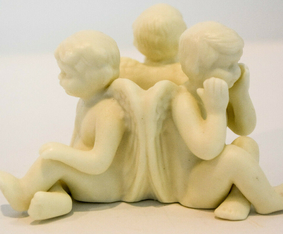 Three Angels Candle Holder Bisque Porcelain - Classic Figure
