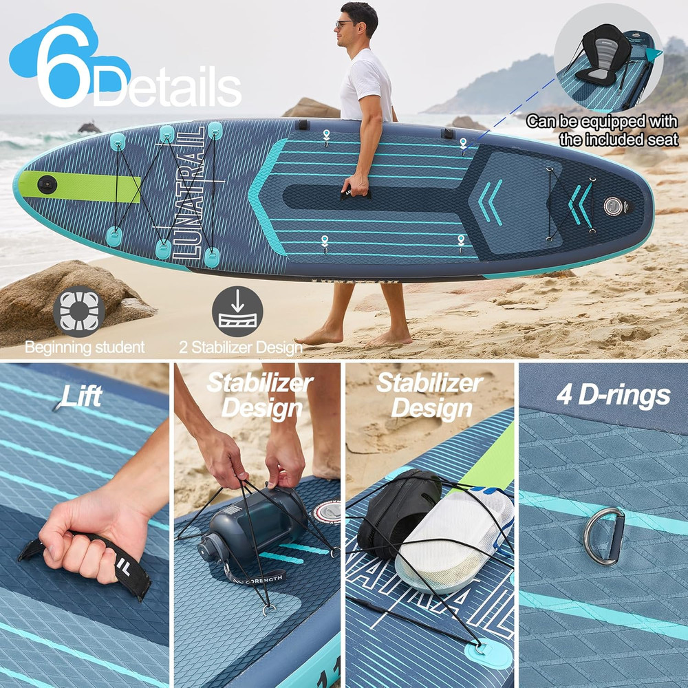【11'×34"】 Extra Long/Extra Wide Premium Inflatable Stand up Paddle Board (SUP) –