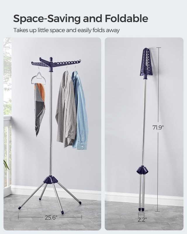 Clothes Drying Rack Folding Laundry Rack with 3 Rotatable Arms 59 in