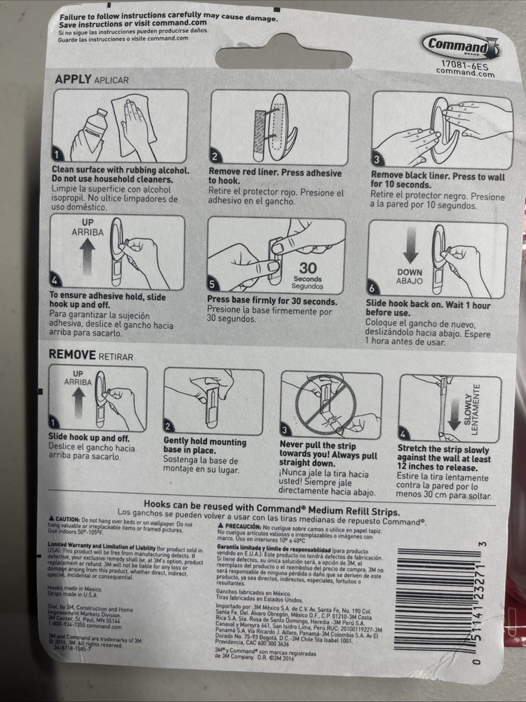 Command Medium Hooks X 2- White, 6 Hooks, 12 Strips/Pack each. 2pk