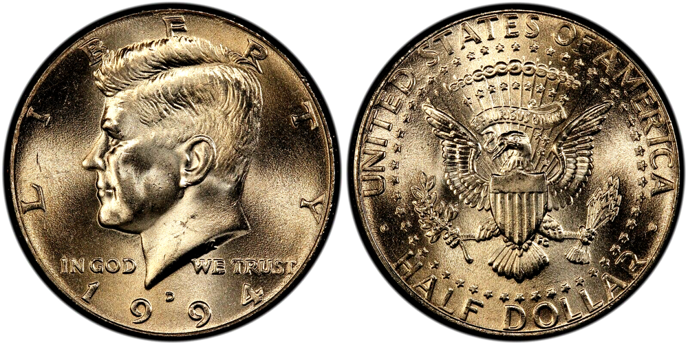 1994 P D S Kennedy clad Half dollars