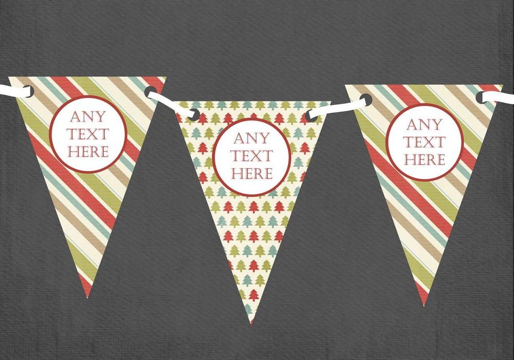 Stripes & Trees Personalised Christmas Decoration Bunting