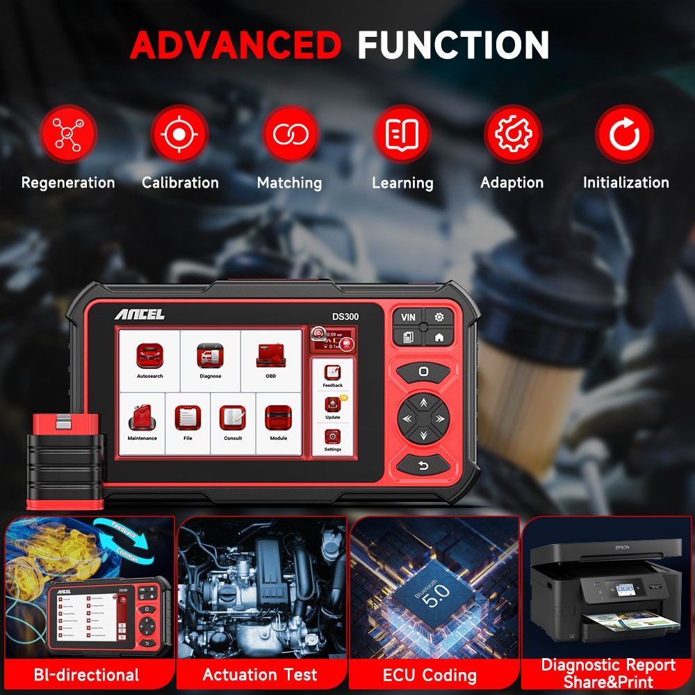 ANCEL DS300 Car OBD2 Scanner All System Auto Diagnostic Tool KEY Coding 28+Reset