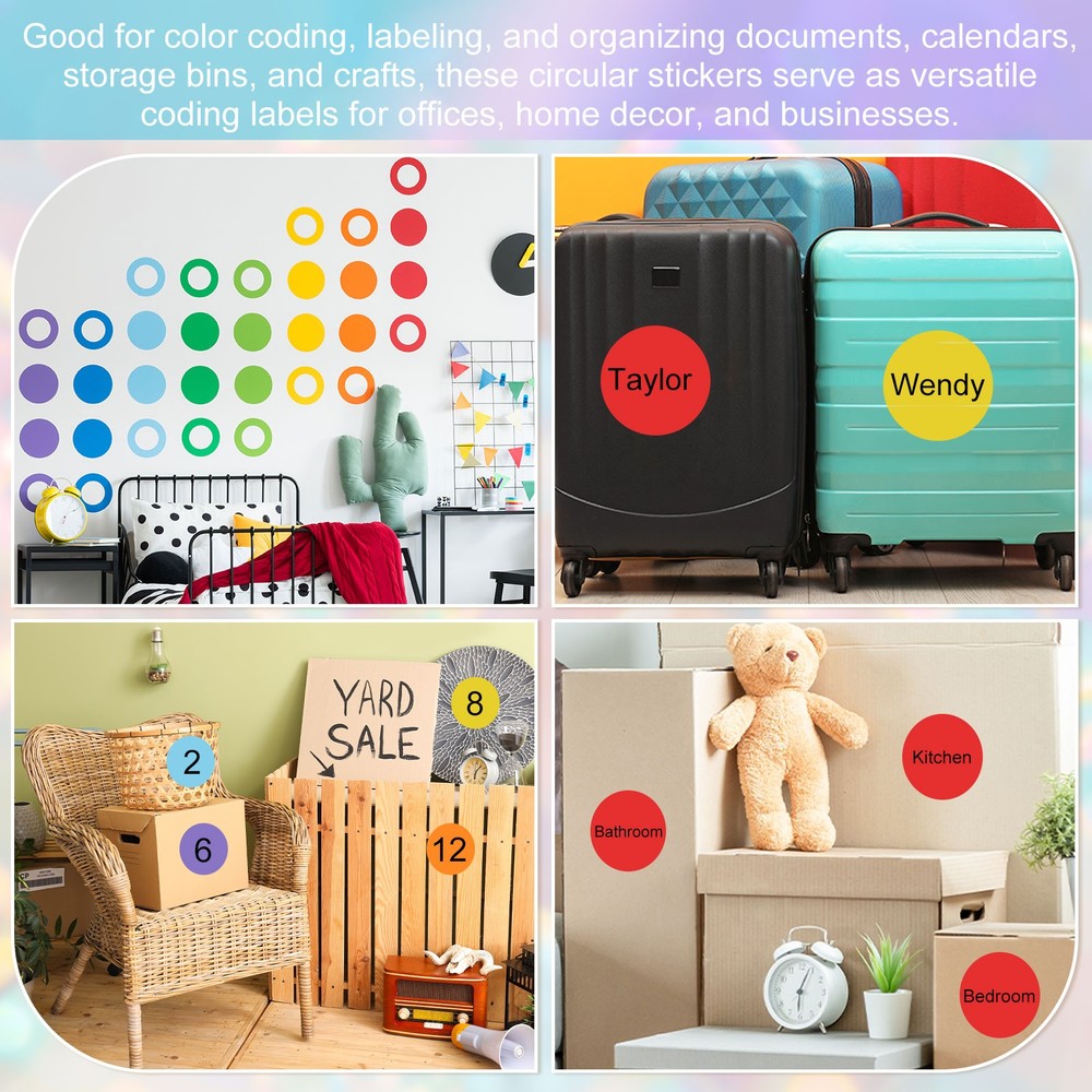 120 Pcs 4 Inch Colored Dot Stickers Labels, Silver
